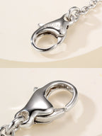 Silver-tone necklace clasp and link with round ring charm pendant
