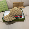 Gucci cap in beige GG canvas with green-red Web stripe and white NY logo