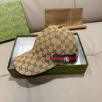 Gucci cap in beige GG canvas with green-red Web stripe and white NY logo