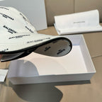 Balenciaga logo cap, white underside with stitched brim and printed inner panel