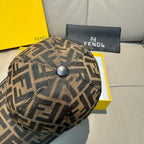 Fendi FF jacquard cap with round top button and repeating logo pattern