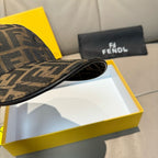 Fendi FF jacquard cap with interior lining visible through open brim