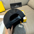Fendi cap, black with side strap and Fendi label near opening