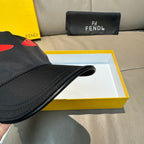 Fendi cap brim in black showing stitched edge detail.
