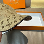 Louis Vuitton monogram baseball cap underside view with dark brim trim