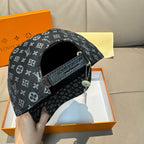 Monogram baseball cap, black with adjustable strap and logo patch at side