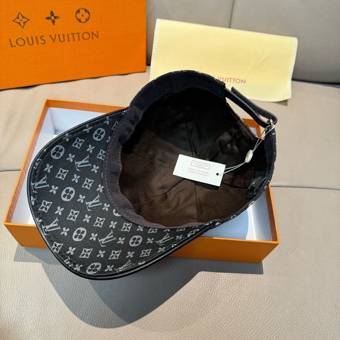 Monogram baseball cap interior, black with logo lining and adjustable strap