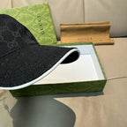 Gucci cap close-up: dark GG monogram crown with white piped brim edge.