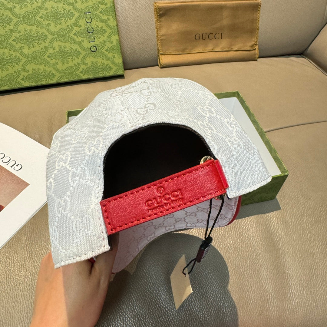 Gucci baseball cap, interior view with black lining and red Gucci logo patch