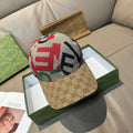 Gucci cap with beige GG canvas brim and multicolor embroidered monogram crown