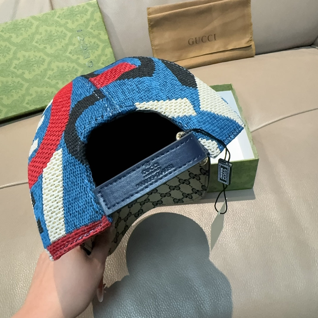 Gucci cap underside with adjustable strap and GG monogram lining detail