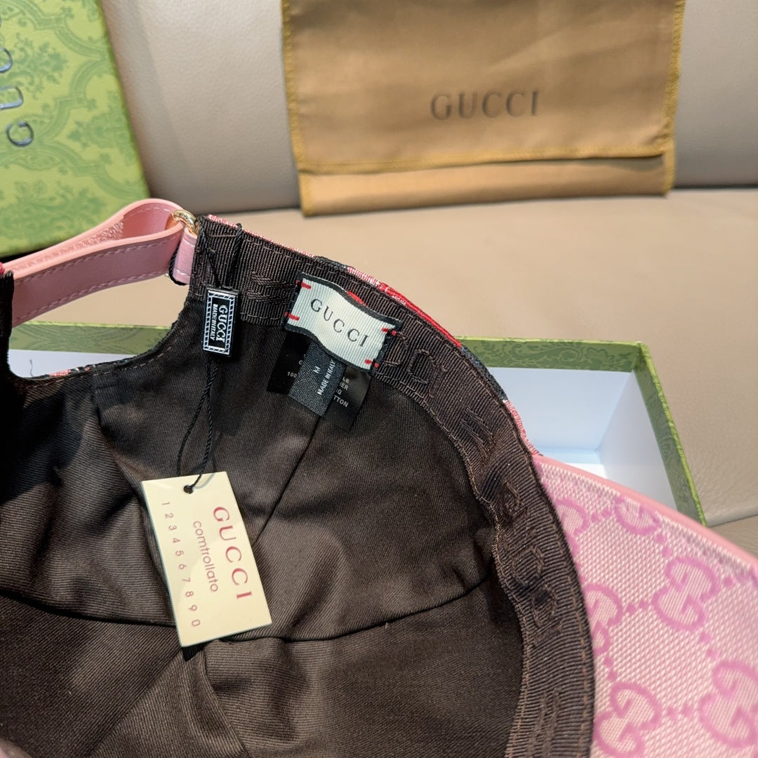Baseball cap inside view with adjustable strap and hang tag