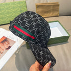 Gucci GG jacquard cap in dark navy with green and red web stripe detail