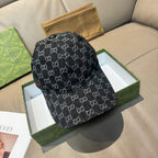Gucci GG jacquard baseball cap with dark navy pattern and green-red stripe