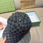 Gucci GG jacquard baseball cap in dark navy with dome button top