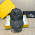 Dark gray baseball cap with allover FF logo pattern and curved brim