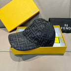 Dark gray FF-pattern baseball cap with round button and curved brim