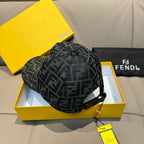 FF-pattern baseball cap with metal top button and adjustable back strap