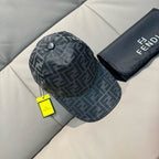 Dark gray baseball cap with FF logo pattern and small side label