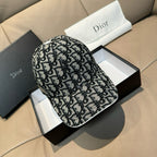 Dior cap back view with black-and-white monogram print and adjustable strap