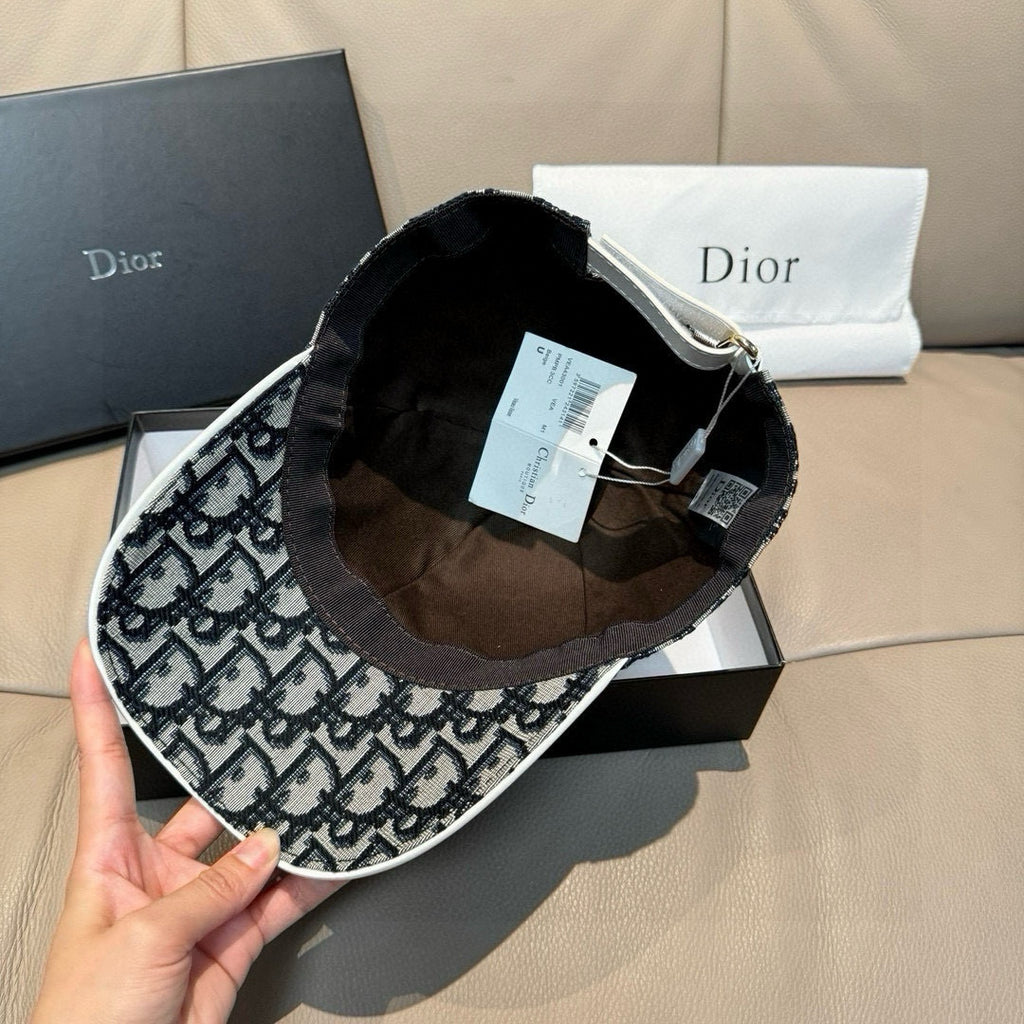 Dior cap interior with logo lining and adjustable strap