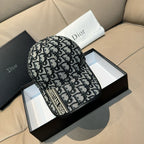 Dior baseball cap with dark-on-light monogram pattern and curved brim