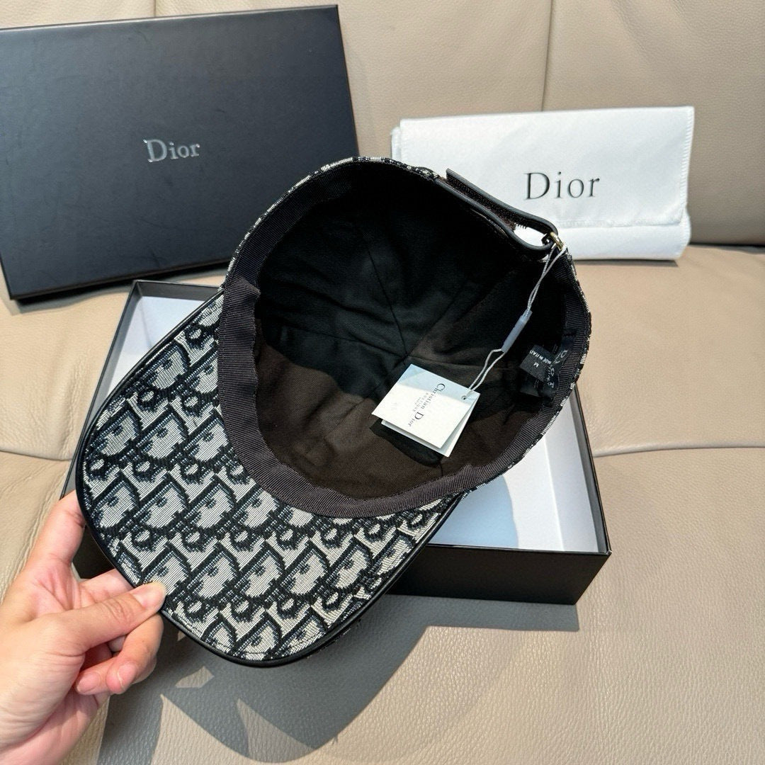 Dior baseball cap interior view with black lining and adjustable strap