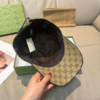 Gucci cap interior view with black inner lining and GG monogram brim