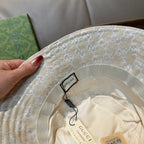 Gucci bucket hat beige/cream GG monogram with interior lining and size tag