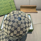 GG logo baseball cap in light beige with circular crown button and textured weave