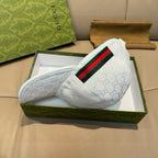 Gucci white GG monogram baseball cap with red-green Web stripe, front side
