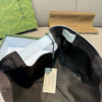 Gucci black GG monogram baseball cap interior and adjustable strap