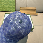 Gucci blue GG monogram baseball cap top with fabric-covered button