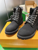 Louis Vuitton unisex black lace-up boots close-up of tongue and laces