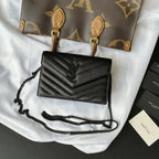 Black YSL small quilted shoulder bag with flap, chain strap