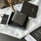 Small bag with textured dark leather exterior, flap closure, Saint Laurent Paris logo