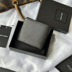 Small bag in textured dark leather with stitched flap and Saint Laurent Paris logo