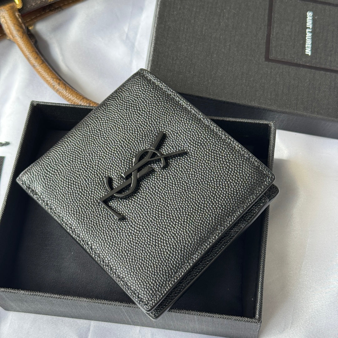 Small leather bag with YSL logo on textured leather front panel