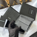 Small leather bag with card-slot interior fold and clasped front flap
