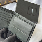 Small leather bag interior view with card slots and stitched fold edge