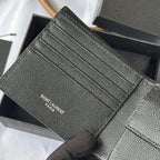 Small leather card case interior with multiple slots and YSL branding