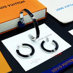 Louis Vuitton bracelet with black enamel and silver-tone V clasp