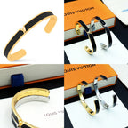 Louis Vuitton hoop bracelet set, black enamel with gold-tone and silver-tone accents