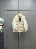 Moncler long puffer jacket, cream, zip front, hood and drawstring hem