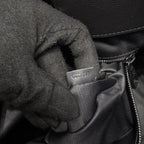 Leather bag interior lining with zipper and fabric tab