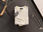 Cream long-sleeve sweater with allover Fendi FF jacquard pattern