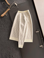Cream long skirt with allover Fendi FF jacquard knit pattern