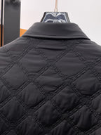 Versace quilted jacket collar and upper back with dark diamond stitching