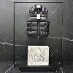 Moncler long quilted puffer jacket, black, front zipper and hood