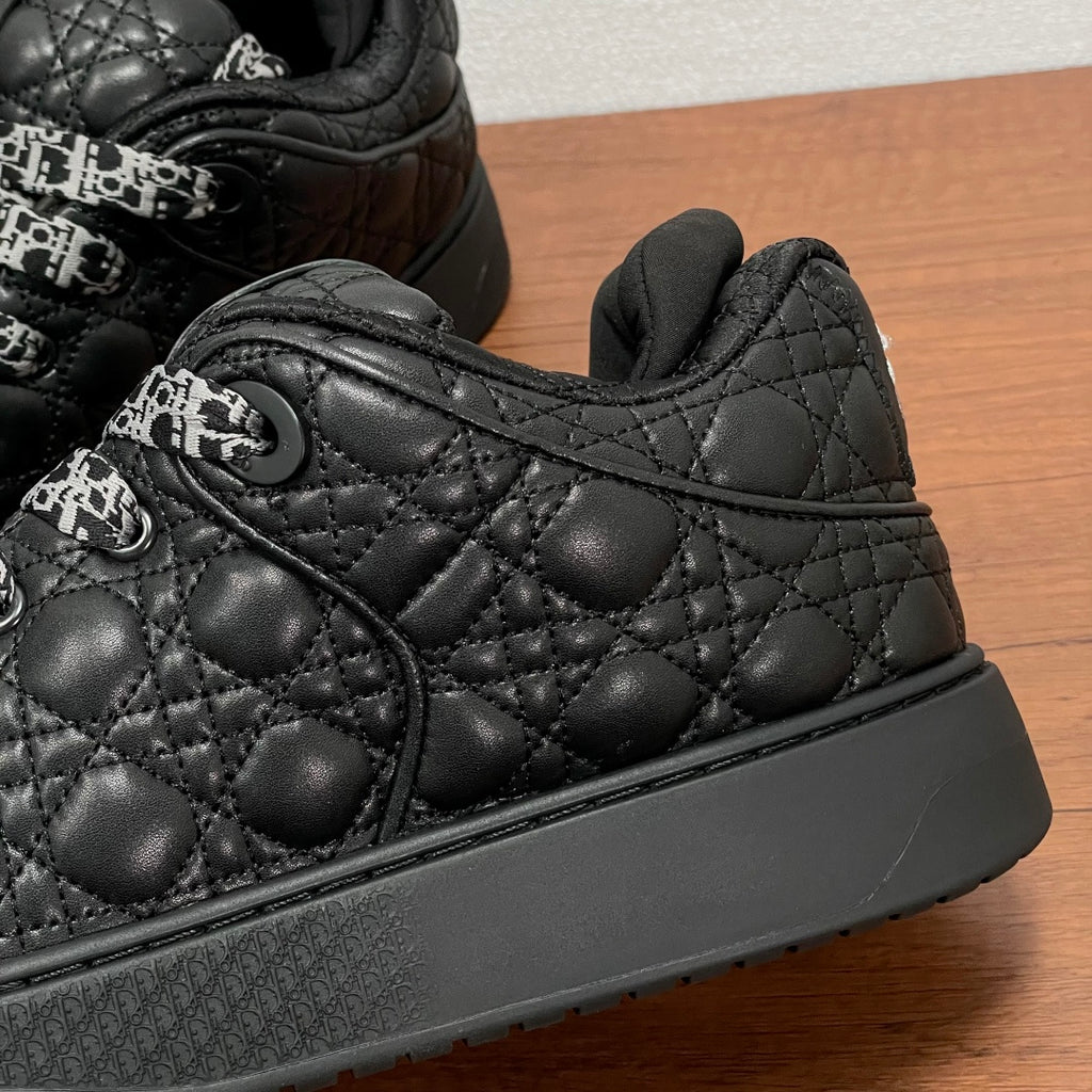 Dior unisex quilted sneaker toe, black leather with monogram strap detail